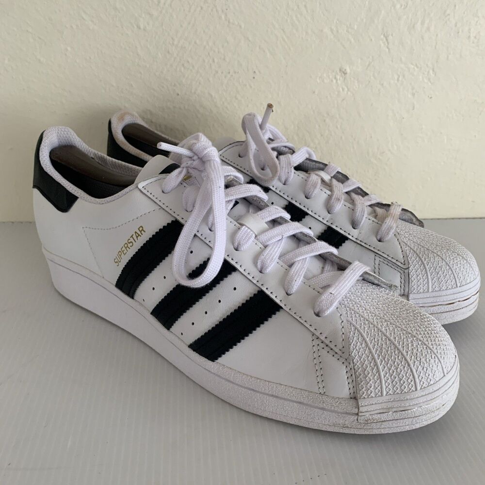 Adidas Superstar Women’s Size 7 White Black Classic Leather Sneakers FU7712